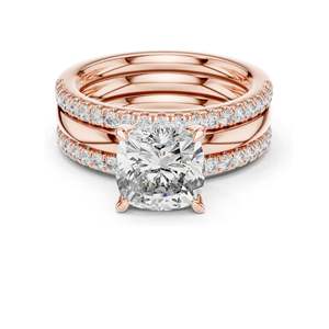 3.50 CT <b>Cushion</b> Cut Lab Diamond Bridal Ring Set for Women VVS-VS EF Clarity 18KT, 14KT, 10KT Gold & 925 Silver Rose, - Product Image 1