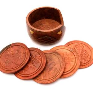 Sous-verres ronds en bois de noyer de dernière génération pour hôtel et restaurant, sous-verres pour servir le thé et le café, tapis et coussinets de table - Product Image 6