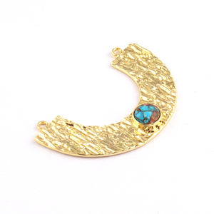 Encantador chapado en oro acabado cepillado doble fianza DIY collar encantos conector Mohave azul cobre turquesa joyería conectores - Product Image 3