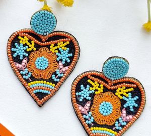 Pendientes de Corazón Bordados, Pendientes Personalizados con Múltiples Cuentas, Joyería Festiva para Mujer al Mejor Precio, Pendientes con Cuentas - Product Image 1