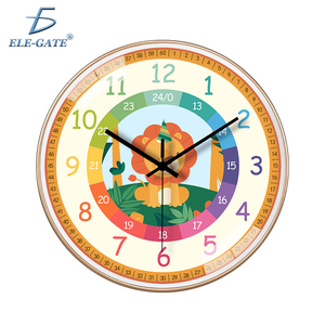 Modern 8\" <b>Silent</b> Analog Decorative Wall <b>Clock</b> Single Face with Fun Scenic & Plant Pattern Plastic Resin Material Quartz Motive - Product Image 1