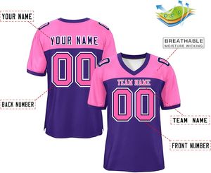เสื้อฟุตบอลอเมริกันแบบสั่งทำพิเศษ ไซส์พลัส ผ้าโพลีเอสเตอร์ตาข่าย ระบายอากาศ แห้งเร็ว ป้องกันแบคทีเรีย ป้องกันรังสียูวี เสื้อผ้ากีฬาแนวเมือง - Product Image 2