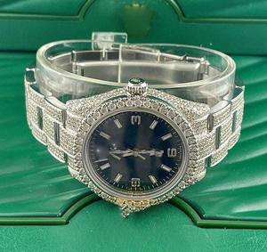 Relojes de pulsera con tachuelas de diamante helado de cristal analógico Tourbillon mecánico automático de lujo de acero inoxidable Certificado GRA para mujer - Product Image 5
