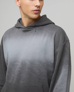 Sudadera con Capucha Extra Grande de Estilo Universitario para Hombre, Teñida con Spray Lavado Estilo Hip Hop, Prenda de Moda, Transpirable, de Algodón, con Capucha y Cuello Jersey - Product Image 5