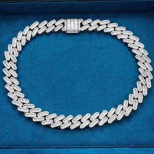 Chaîne à maillons cubains Moissanite 14mm Miami pour homme avec diamant baguette Hip Hop en argent sterling 925 glacé - Product Image 1