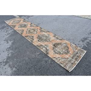 Alfombra turca Vintage de 28 '125 X', Alfombra de lana de tejido plano naranja y Beige con respaldo de látex para decoraciones de sala de estar - Product Image 2