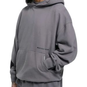 Sudadera con capucha OTH de gran tamaño con núcleo personalizado, ropa de calle de lana de algodón pesado gris, capucha de doble forro de ajuste relajado, ropa moderna de lujo - Product Image 6
