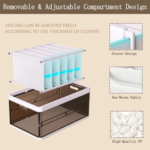 New Nhựa Trong Suốt Có Thể Gập Lại 9 Lưới Quần Jean Quần Áo Tủ Quần Áo Lưu Trữ Hộp Tủ Quần Áo Chia Ngăn Kéo Lưu Trữ Tổ Chức Với Nắp - Product Image 5