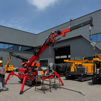 Grue araignée mobile 3 tonnes, grue araignée chenillée compacte 2T, diesel, batterie, électrique, avec flèche de levage, nacelle élévatrice, élévateur de vitres en option