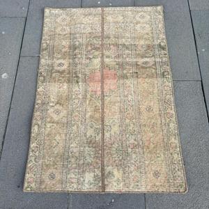 Turkish Vintage Moroccan <b>Wool</b> Rug <b>Brown</b> Patchwork Design Eco-Friendly Latex Backing Medium Pile 2.1x3.2 ft - Product Image 1