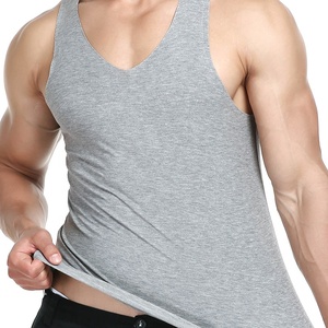 Débardeur sans couture pour homme tendance, vêtements de sport, vêtements de fitness, veste ample en modal à col en V - Product Image 4