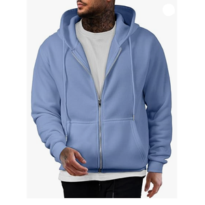 Sweat à capuche en éponge française surdimensionné 300gsm sur mesure zippé avec col double couche et logo brodé sur le devant - Product Image 1