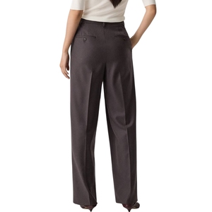 Femmes élégant décontracté tenue de bureau taille haute Style Vintage jambe large tricot pantalon Oxford tissu confortable dames été mode - Product Image 6