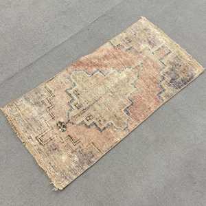 1.5x3 ft Turkish Rug, Vintage Rug, <b>Brown</b> Ikat <b>Wool</b> Rug - Product Image 2