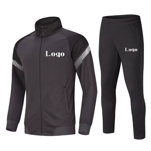 Vente en gros de 2 pièces maillots d'entraînement de football personnalisés kits de jogging d'hiver avec veste à glissière survêtements respirants - Product Image 3