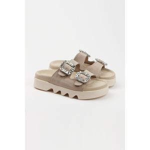 Ciabatte da donna con fibbia in vera pelle scamosciata 6276 - Product Image 3
