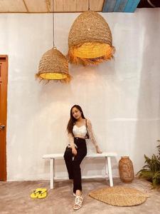 ที่ดีที่สุดราคา Handcrafted ธรรมชาติหญ้าทะเลโคมไฟเฉดสีเป็นมิตรกับสิ่งแวดล้อมตกแต่งบ้านแสง - Product Image 4