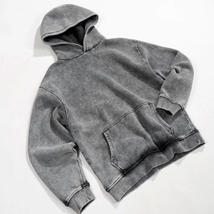 กางเกงผู้ชายผ้าคอตตอนผสมความเป็นกรดกางเกงมีฮู้ดผ้าฟลีซเฮฟวี่เวทพร้อมเสื้อสวมหัวสีเรียบใส่สบายสำหรับฤดูหนาว - Product Image 3