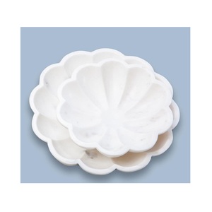 Ensemble d'assiettes en marbre de qualité artisanale pour la table de la cuisine servant à manger pierre naturelle solide polie design de luxe élégant - Product Image 4