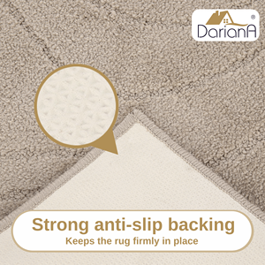 Ensemble de tapis de bain abstraits beiges, 2 pièces, rectangulaires, en coton tufté, avec dos antidérapant en caoutchouc, style moderne, lavables en machine - Product Image 3
