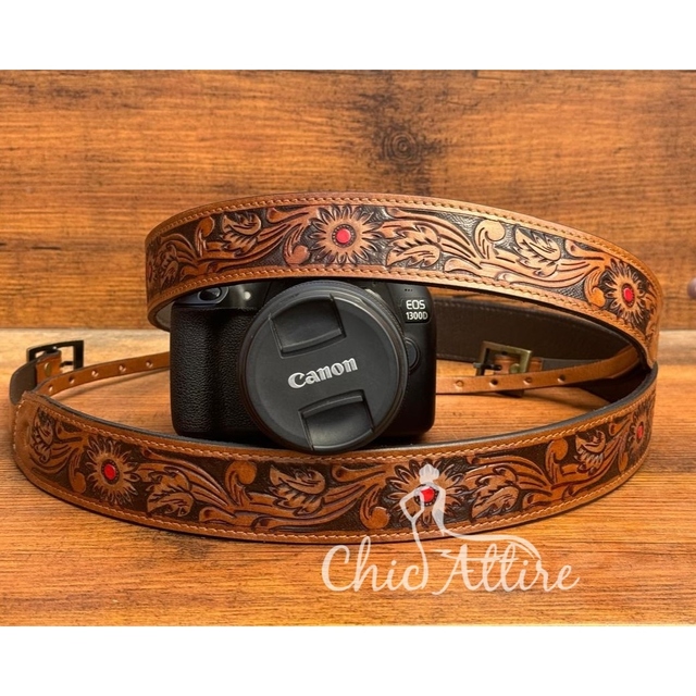 New Arrivals Personalized Custom High Quality Luxury Hand Tooled Genuine Leather Camera Strap Fashion Vintage Camera Neck Straps
