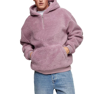 Premium Blank Quarter Zipper <b>Sherpa</b> Hoodie for <b>Men</b> High-Quality Winter Hoodie Heavyweight Cotton Blended, Bulk Custom Option - Product Image 1