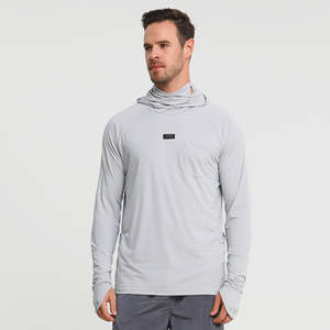 Cistom Anti UV 100% algodón lona sublimación manga larga ventilada Sudadera con capucha para hombres y mujeres patrón sólido elementos esenciales de invierno - Product Image 1