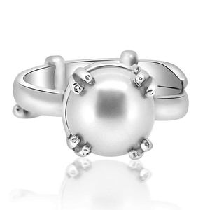 NOVAMART Fine Arihant Gems & Jewels 925 Silver White <b>Adjustable</b> <b>Ring</b> Natural Certified Astrological Gemstone for Men Women Pearl - Product Image 3