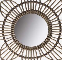 Miroirs Mulya en gros, miroirs muraux éclairés de haute qualité en rotin tressé brun clair, design traditionnel, cadre en bois, boîte rembourrée