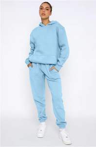 Sweat-shirt à manches longues surdimensionné pantalon de survêtement ensemble 2 pièces pantalon de jogging à épaules tombantes avec bouton décoration sweat à capuche assorti blanc - Product Image 5