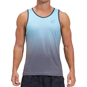 Sublimación transpirable Nuevos hombres Verano Casual Poliéster Spandex Gimnasio Deporte Camiseta sin mangas - Product Image 1