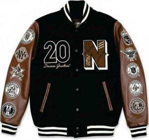 Chaqueta Varsity Personalizada para Hombre, Azul Marino, Algodón y Poliéster, Estilo Preppy, Letras Bordadas en Chenilla, Cuello Camisero, Corte Regular - Product Image 1