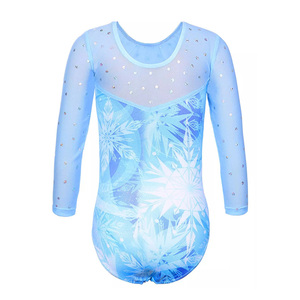 Vêtements de danse OEM personnalisés, justaucorps de ballet pour filles sublimés et scintillants, vêtements de pom-pom girl rythmiques en maille avec impression 3d pour enfants - Product Image 2