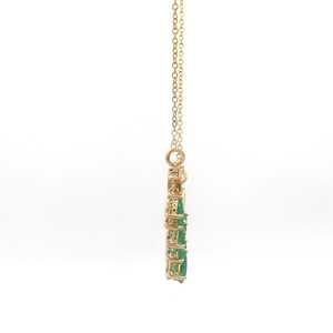 จี้พลอยมรกตรูปลูกแพร์พร้อมเพชรปูทอง14K จี้รูปตัววีหรูหราทันสมัยและมีสไตล์สำหรับผู้หญิง - Product Image 2