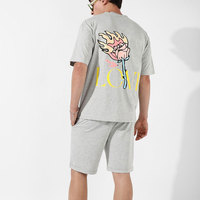 Conjunto de Dos Piezas de Camiseta y Pantalones Cortos Estampados de Secado Rápido de Poliéster/Algodón de Alta Calidad Personalizados, Ropa Casual de Primavera para Hombre