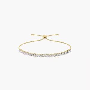 Pulsera clásica de tenis de oro amarillo de 14 quilates, joyería de boda delicada con moissanita y Diamante, regalo de fiesta perfecto - Product Image 1