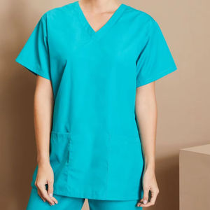 ชุดยูนิฟอร์มโรงพยาบาลแบบสั้น แขนสั้น ผ้าคอตตอน/โพลีเอสเตอร์ผสม ไซส์ใหญ่ แบบยูนิเซ็กซ์ รับออกแบบโลโก้ คอวี หลายสี ขายส่ง - Product Image 4