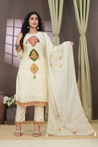 Nueva llegada étnico Georgette bordado indio y pakistaní Salwar Kameez fiesta Formal listo Kurtis conjunto con pantalón y Dupatta - Product Image 3