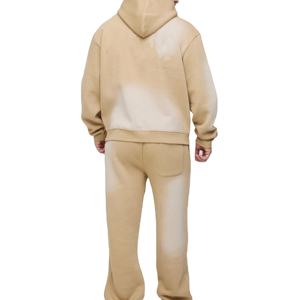 Nouveau design de survêtement évasé, lavage à l'acide, 100% coton, poids lourd, survêtement à capuche et pantalon de jogging empilé pour hommes - Product Image 2