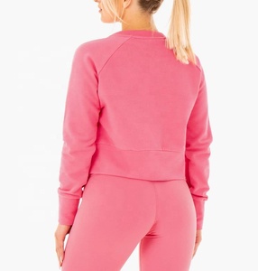 เสื้อกีฬาแขนยาวทรงหลวมสำหรับผู้หญิงเสื้อกีฬาเสื้อออกกำลังกายเล่นโยคะเสื้อสเวตเชิ้ตคอกลมใส่ไปยิมโลโก้ตามสั่ง - Product Image 2