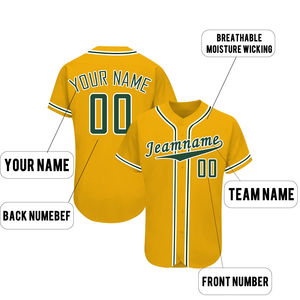 Camiseta de Béisbol Amarilla Personalizada con Costuras Negras, Cuello en V, Impresión Digital, Protección UV, Conjuntos de Uniformes para Animadoras - Product Image 2