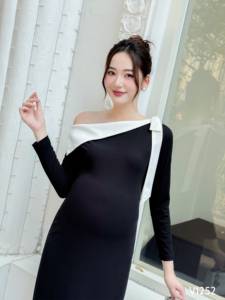 Vestido de Maternidad Largo de Terciopelo V1252, Cómodo, Transpirable y Absorbente de Sudor, Precio al por Mayor - Product Image 4