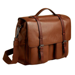 Bolso Satchel de senderismo de cuero genuino de moda Vintage Premium para hombre portátil con cierre de cremallera - Product Image 1