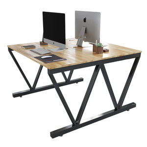 Table de salon minimaliste BNV68054 pour 2 personnes, 120x120x75cm, en bois d'hévéa avec structure en fer en forme de V - Product Image 1