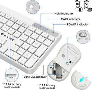 Koorui 2.4G Im Lặng Kích Thước Đầy Đủ Bàn Phím 3Dpi Chuột Combo Không Dây 12 Đa Phương Tiện Và Phím Tắt Máy Tính Để Bàn - Product Image 2