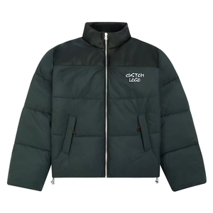 Veste matelassée en cuir PU noir sur mesure OEM, veste d'hiver chaude, veste en duvet épaisse, qualité supérieure sur mesure 2026 - Product Image 1