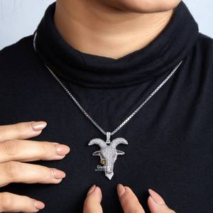 Pendentif pour homme en or blanc 10 carats entièrement glacé, design de chèvre personnalisable, diamants VVS de laboratoire brillants D incolore pour cadeau Hip Hop - Product Image 6