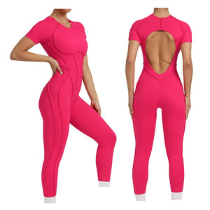 ¡Novedad de 2025! Monos de manga corta para mujer, mallas de Yoga transpirables, monos calados acolchados de una pieza, ropa activa para gimnasio - Product Image 4
