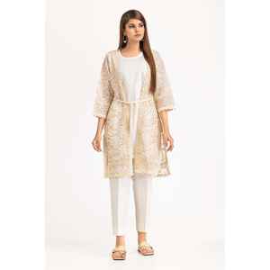 เสื้อและกางเกงปักลายสีขาวแบบตาข่ายซาร์ตาร์ คาดดี แขนสามส่วน - Product Image 1