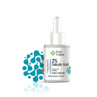 Sérum Visage Probiotique Soin de la Peau avec 2% d'Acide Salicylique 30ml Marque Privée pour Lèvres & Visage Hydratant & Équilibre du Microbiome